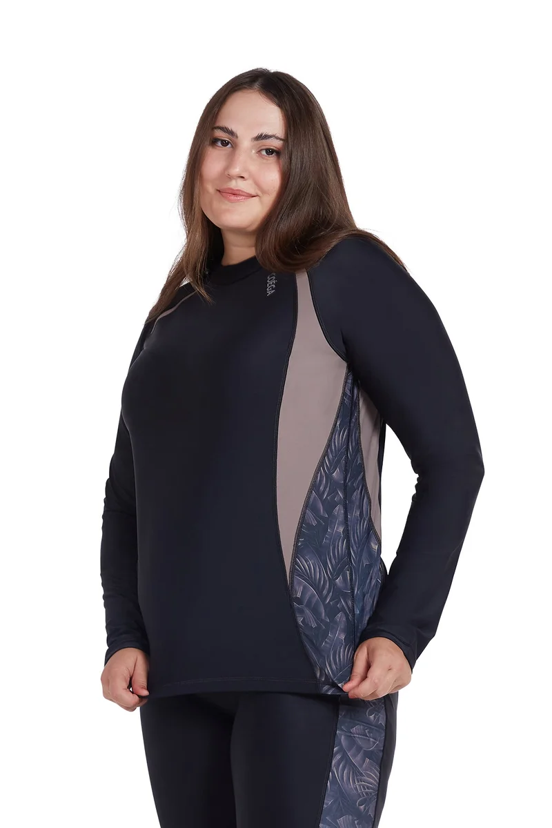 COEGA SUNWEAR  COEGA  Ladies Ladies Rashguard Long Sleeve - Nero Silver Tropical for Women | Best Price UAE